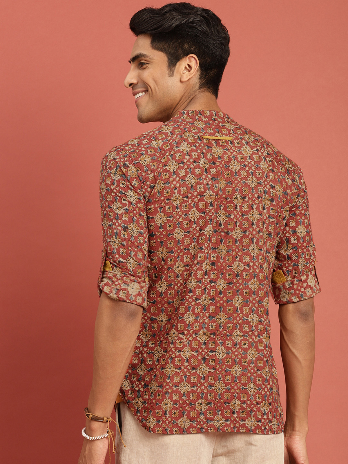 Men’s Red Kalamkari Block Print Cotton Kurta AROMIE | Affordable Indian Clothes & Dresses in Canada