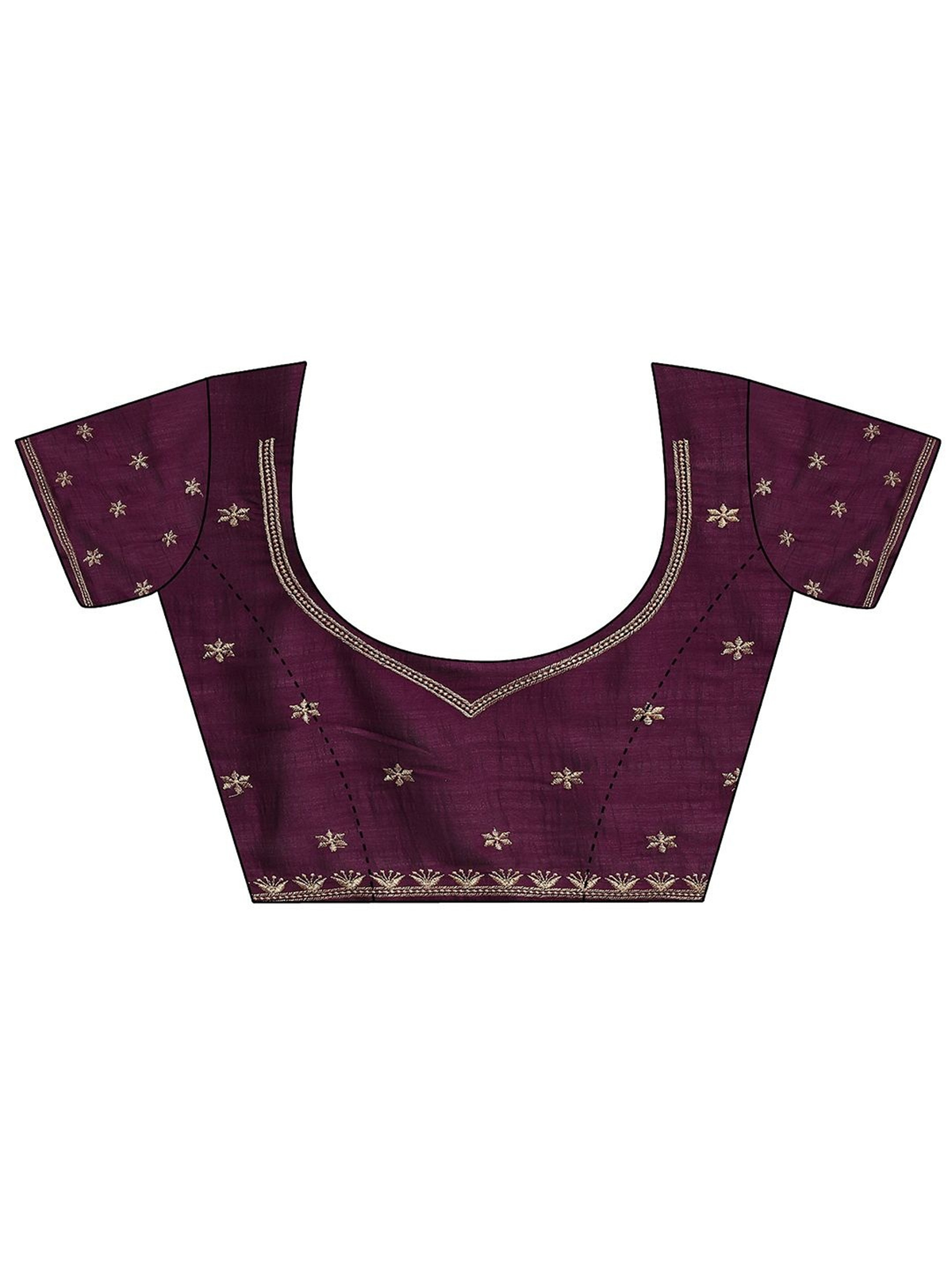 Burgundy Silk Blend Saree with Beadwork and Zari Border aromie