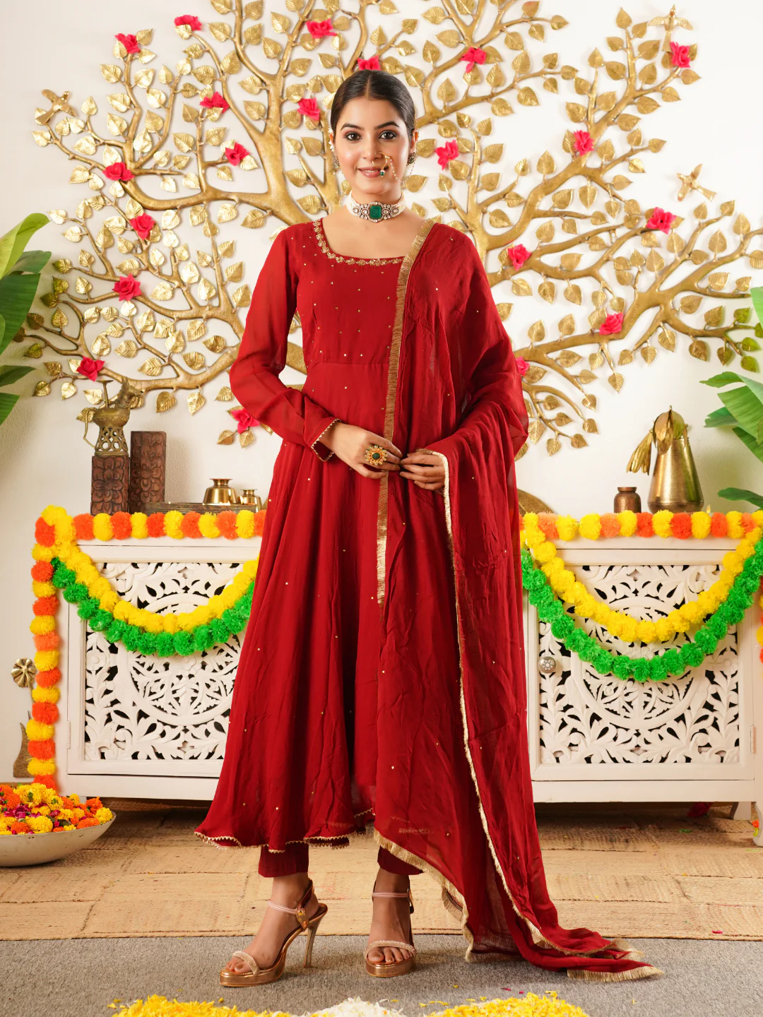 Zyra Maroon Anarkali Set – Georgette Festive Suit