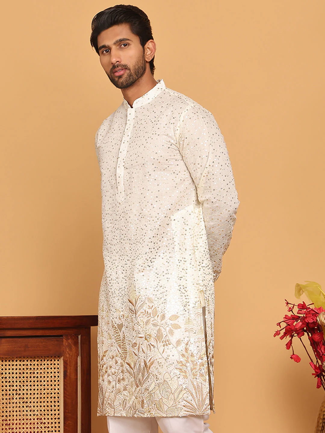 Premium Embroidered and Sequins Silk Blend Kurtas.