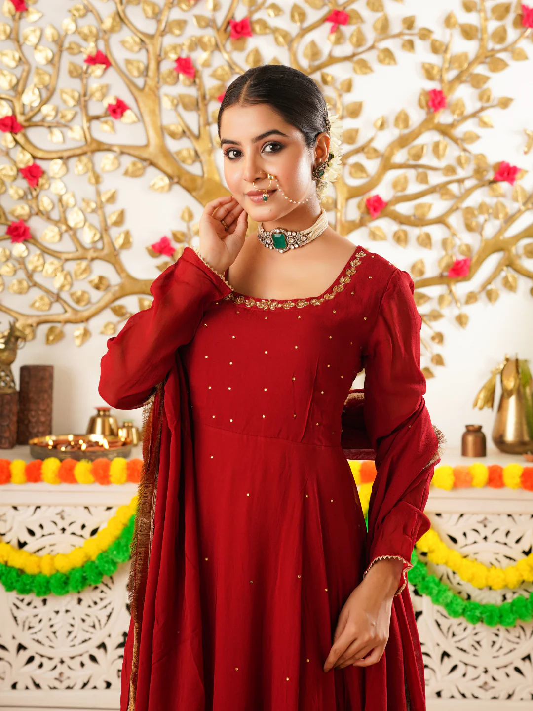 Zyra Maroon Anarkali Set – Georgette Festive Suit