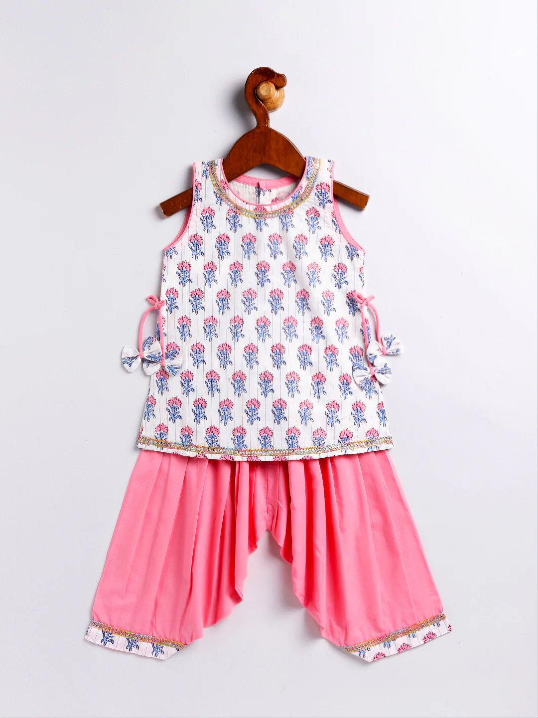 Multicolor Cotton  Girls Kurta Set
