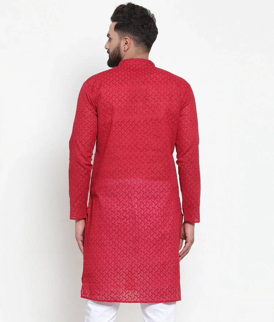 Jompers Men Maroon Chikan Kurta Only