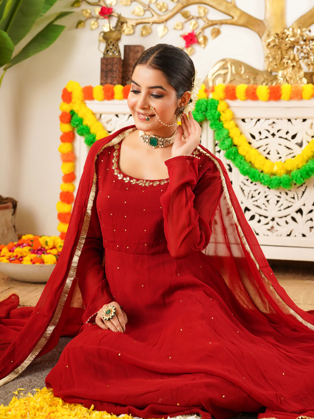 Zyra Maroon Anarkali Set – Georgette Festive Suit