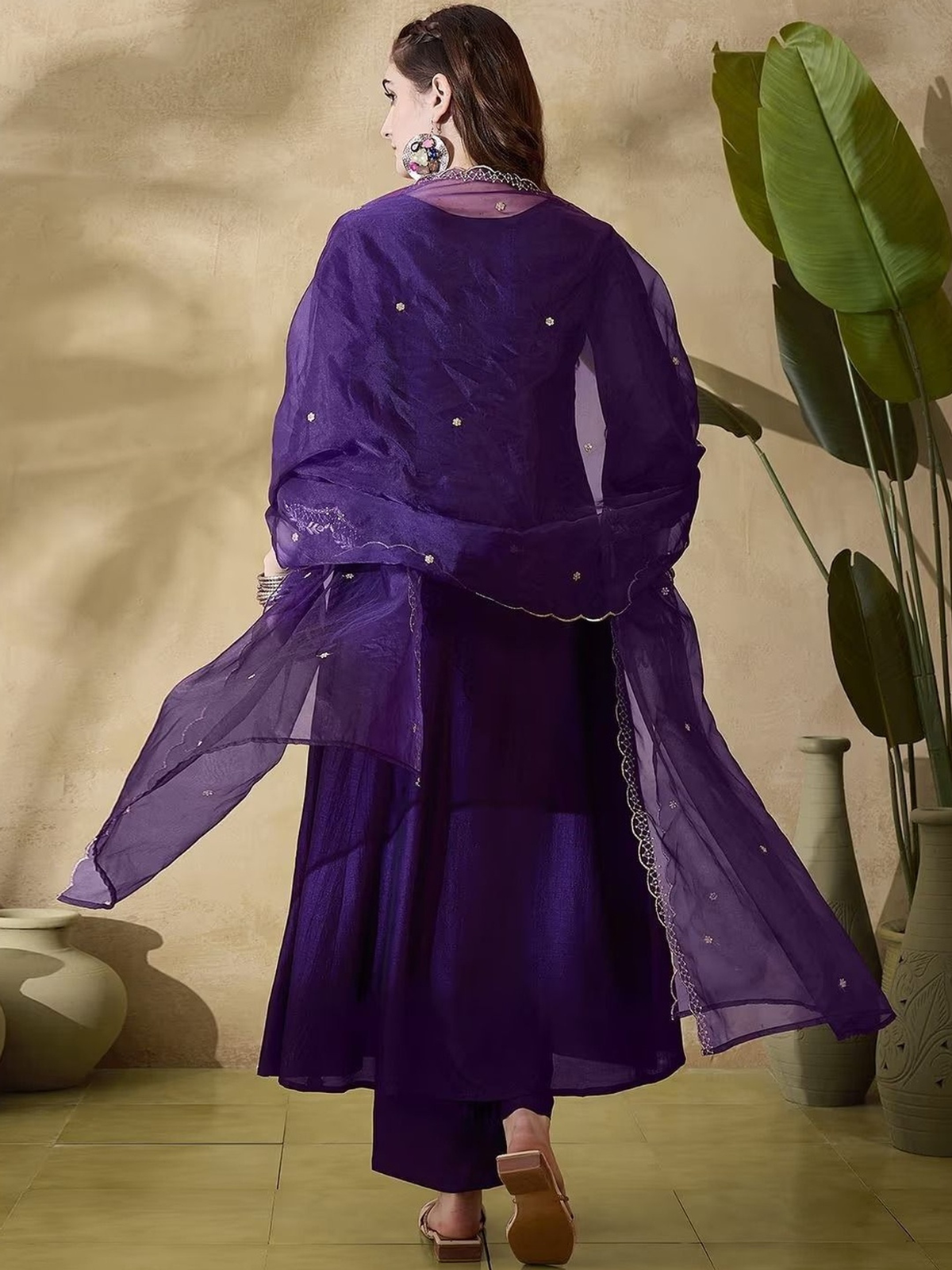 Women Ethnic Motifs Embroidered Panelled Thread Work Kurta with Trousers & With Dupatta