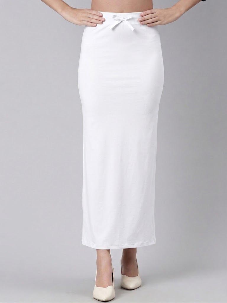 White Cotton Saree Shapewear with Elastic Waistband (Copy)