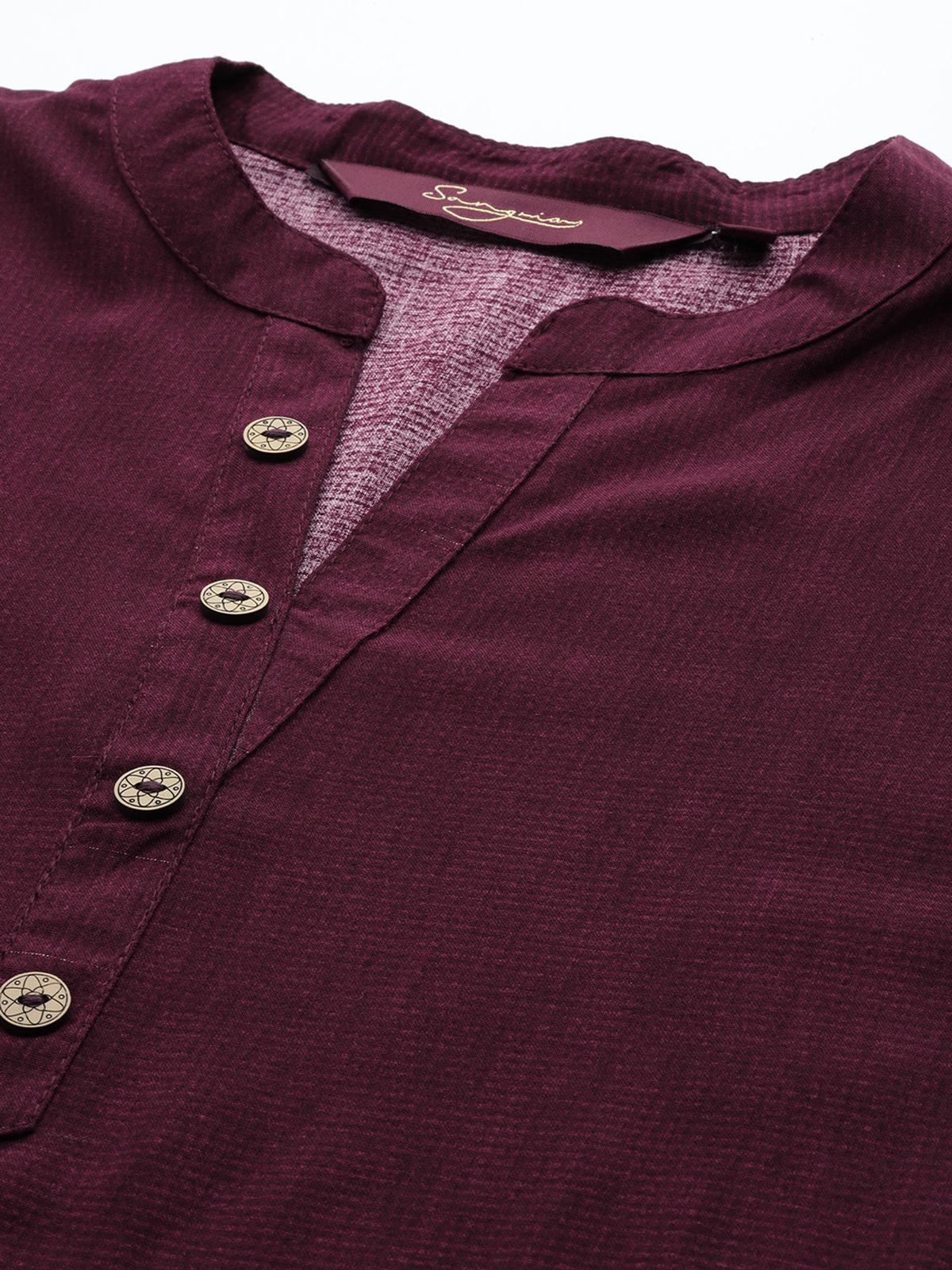 Women’s Burgundy Abstract Print Rayon Short Kurti AROMIE.STORE