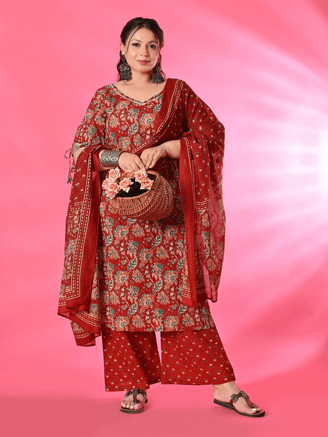 Embroidered Georgette Anarkali Kurta - Three-Piece Set