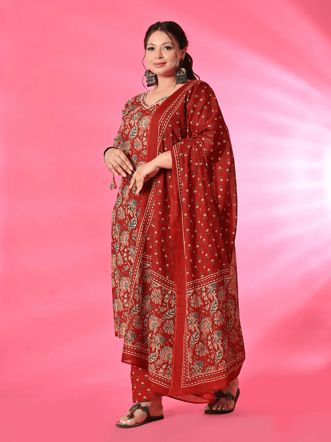 Embroidered Georgette Anarkali Kurta - Three-Piece Set