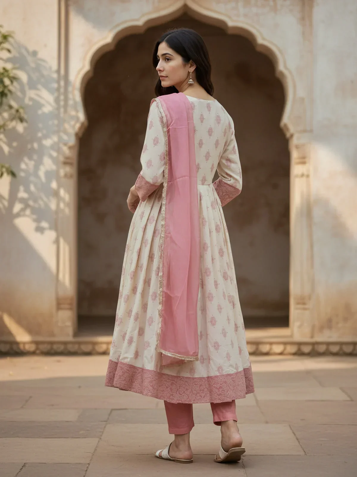 Women’s Viscose Poly Embroidered Anarkali Suit Set