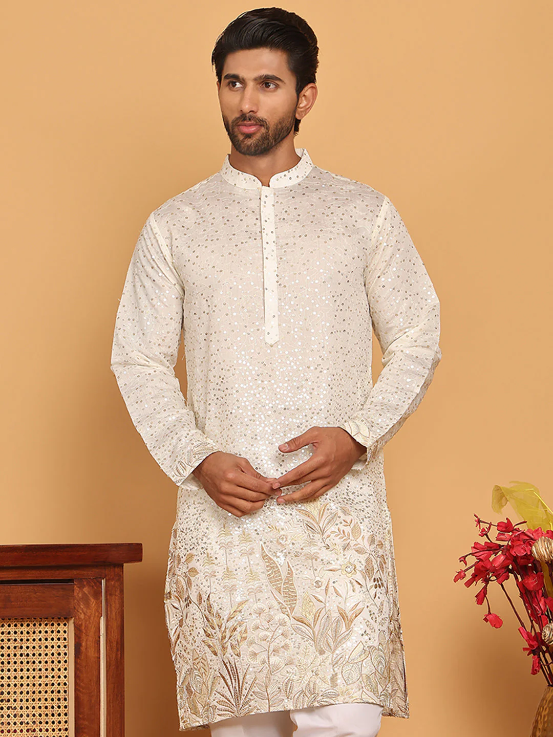 Premium Embroidered and Sequins Silk Blend Kurtas.