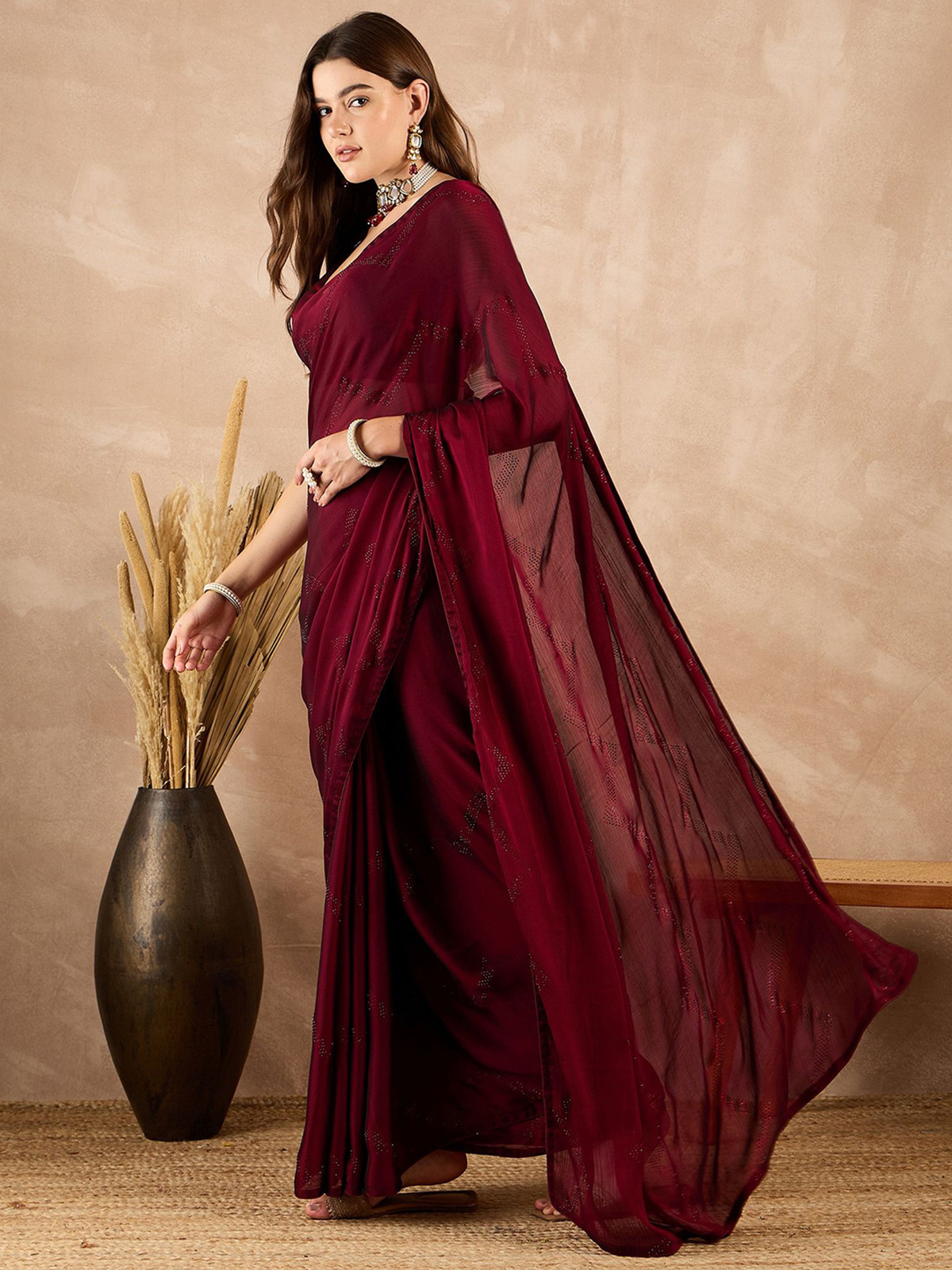 Satin Designer Saree aromie