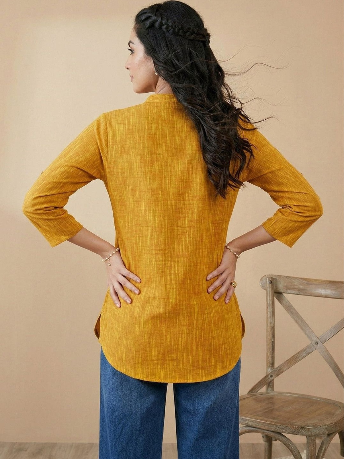 Women’s Mustard Yellow Pure Cotton Kurti AROMIE.STORE