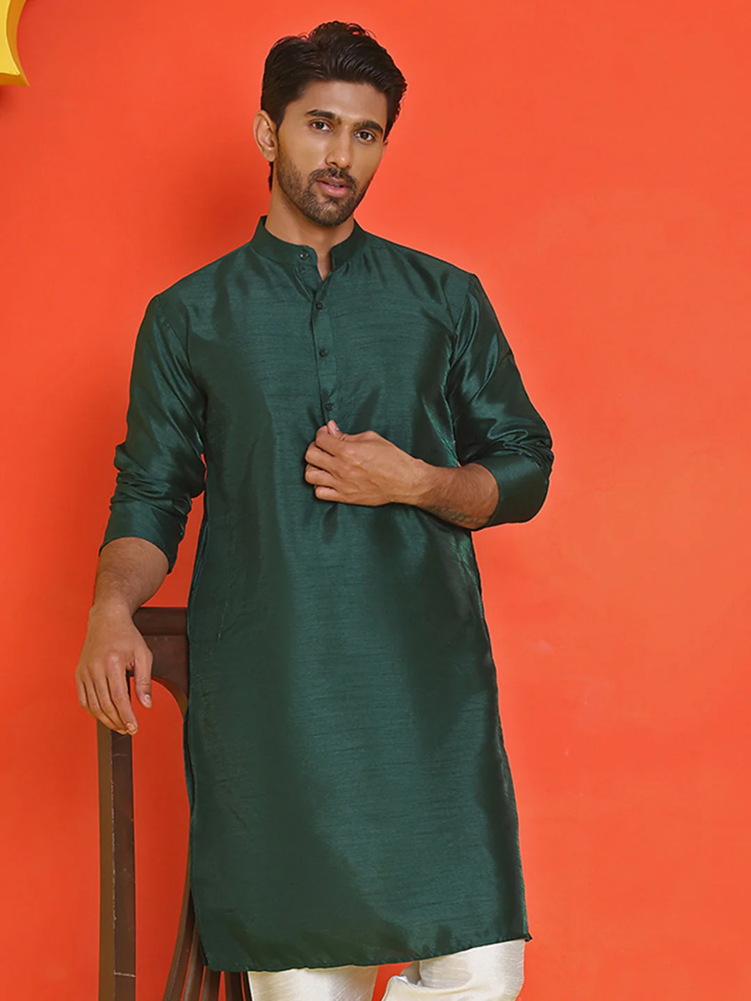 Solid Dupion Silk Kurtas for Men