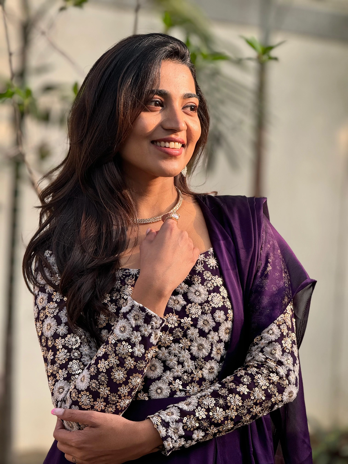 Embroidered Heavy Georgette Gown with Sequin Work & Matching Dupatta