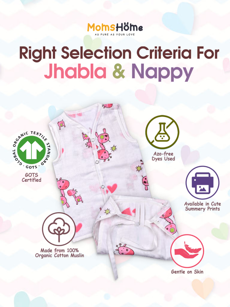 Organic cotton muslin jhabla for babies with snap buttons