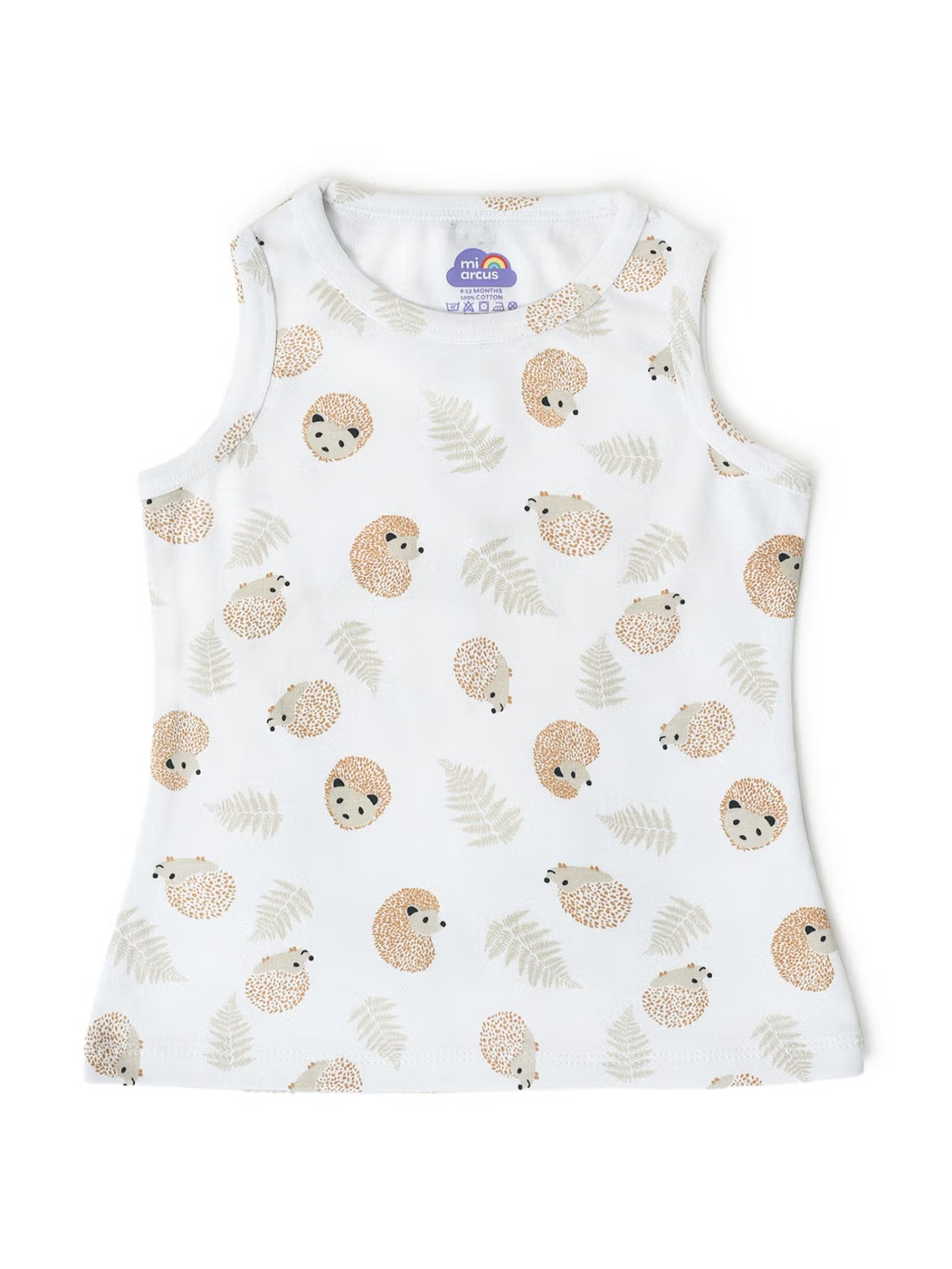 Girls printed sleeveless cotton T-shirt – front view