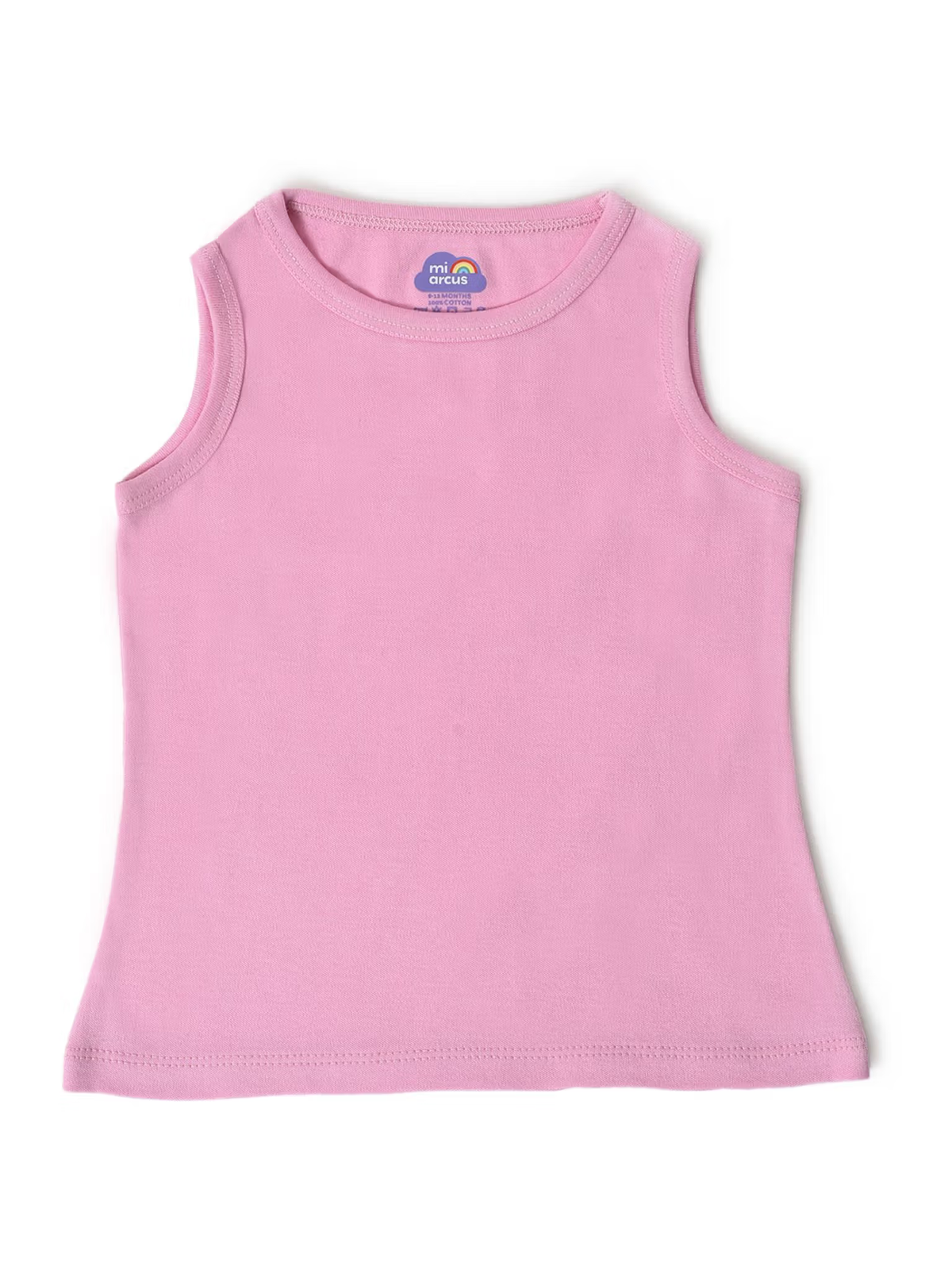Girls printed sleeveless cotton T-shirt – front view