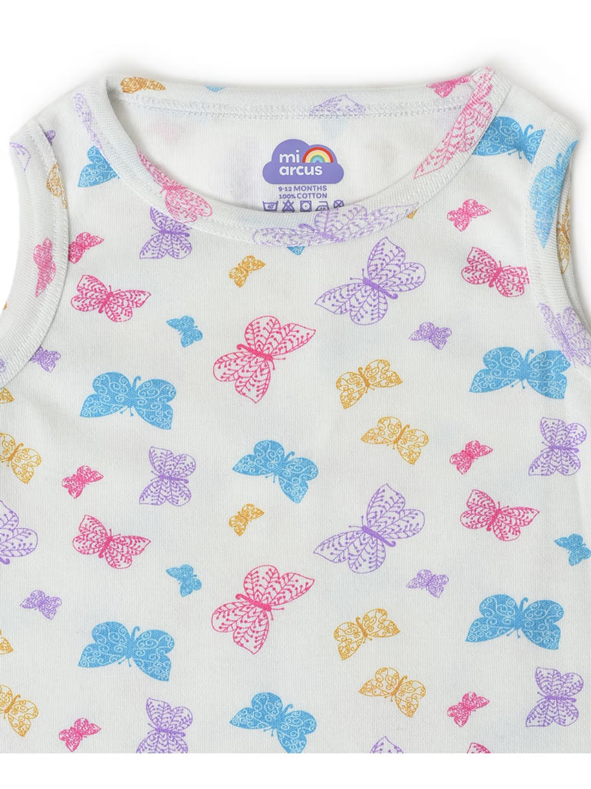 Girls printed sleeveless cotton T-shirt – front view