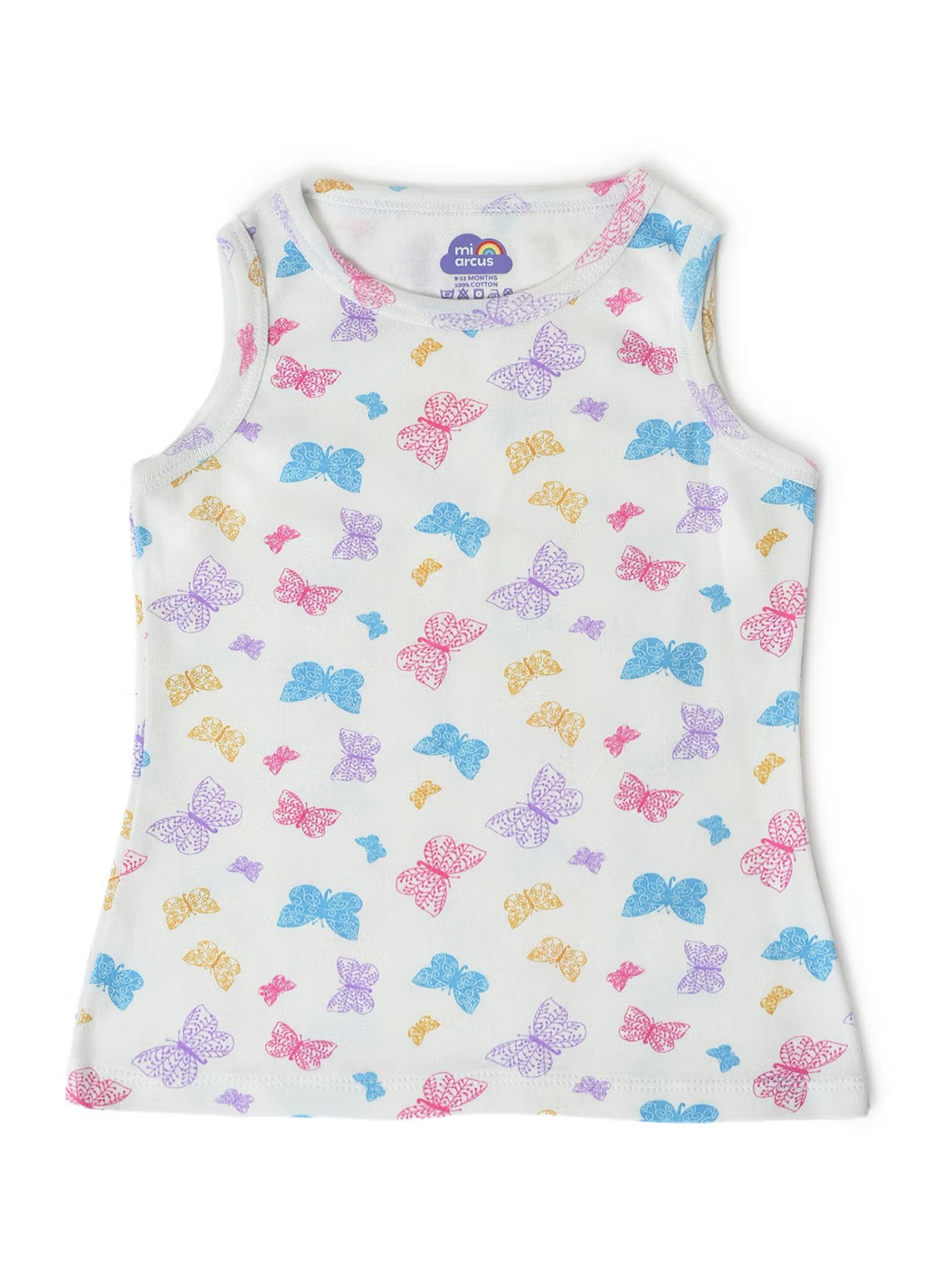 Girls printed sleeveless cotton T-shirt – front view