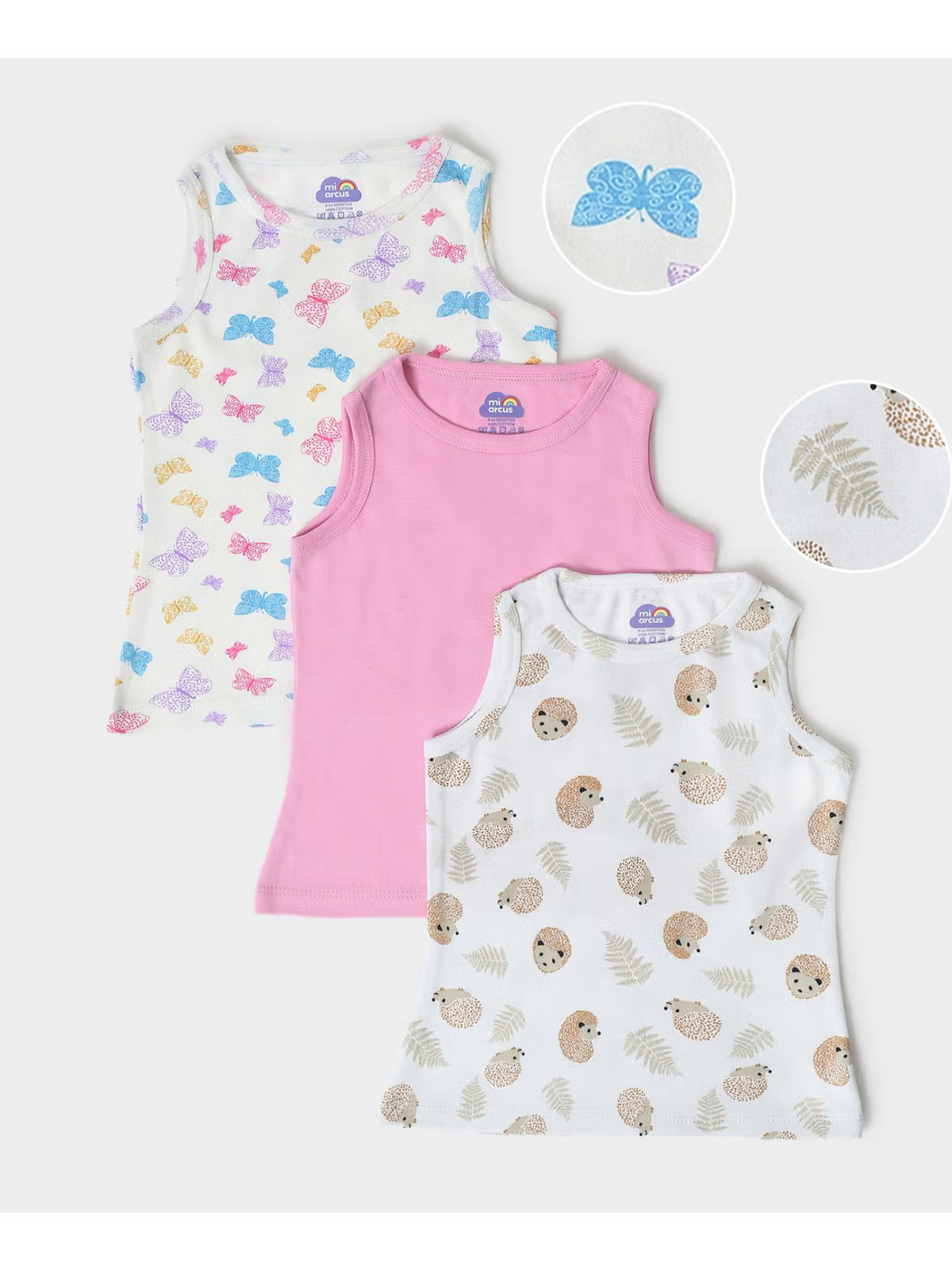 Girls printed sleeveless cotton T-shirt – front view