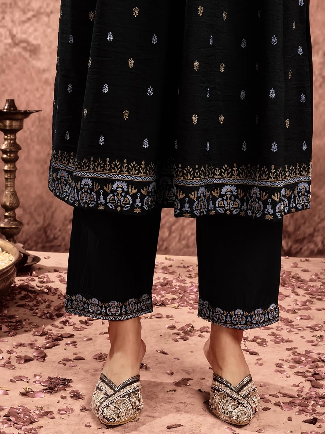 Black Anarkali chinnon kurta set with dupatta – Indian outfit for women in Canada