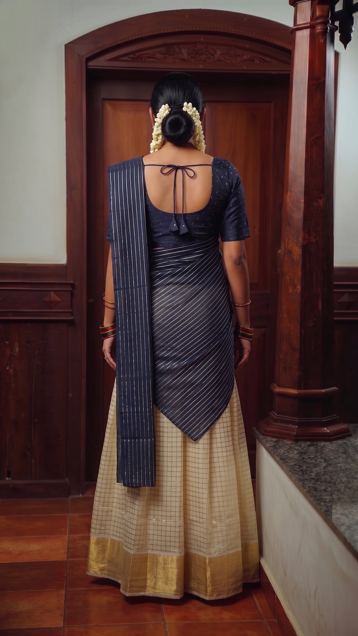 Ready-to-Wear Semi Silk Dhavani Set with Pavada and Stitched Blouse AROMIE