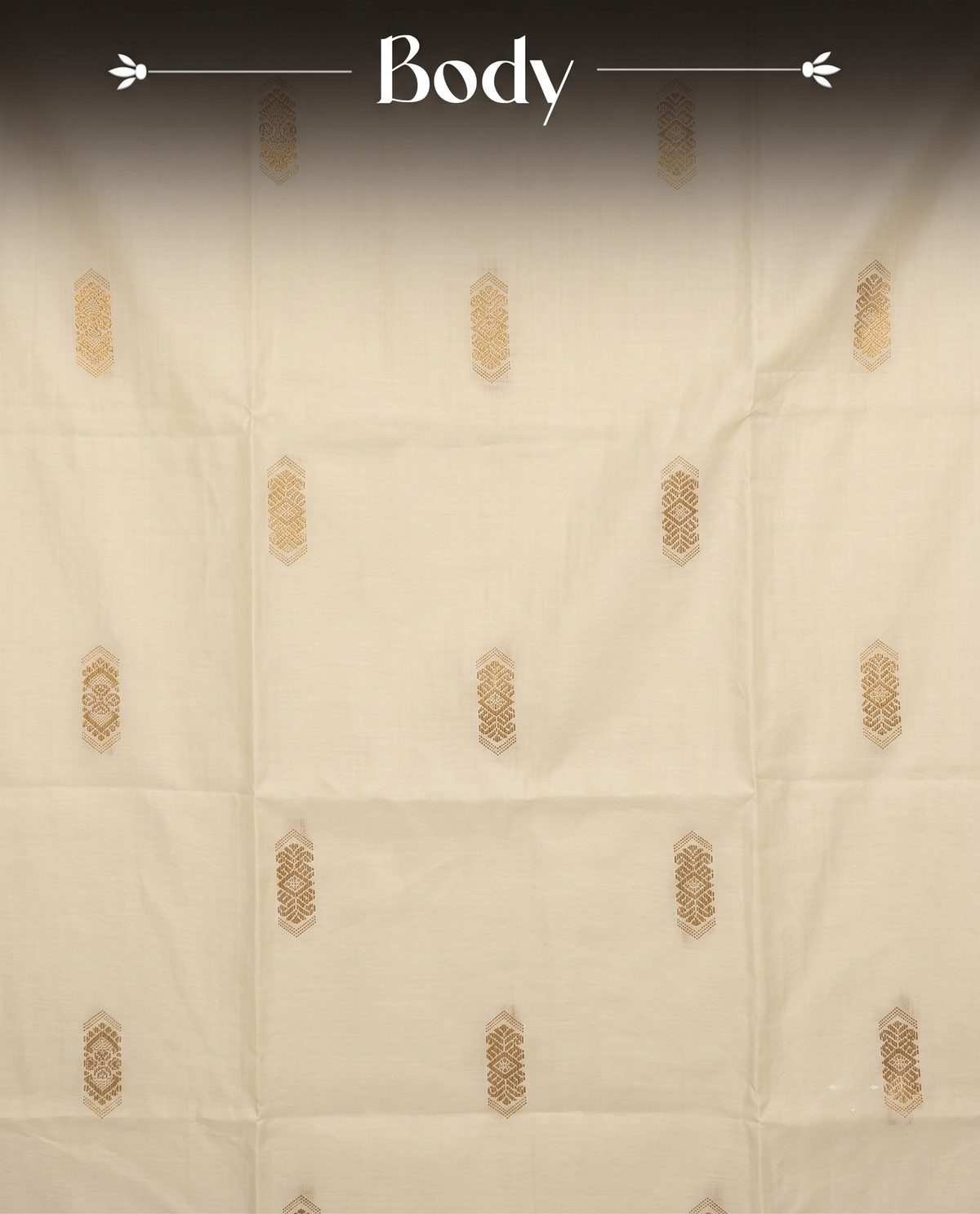 Kerala  Cream Cotton Kasavu Saree with geometric motif