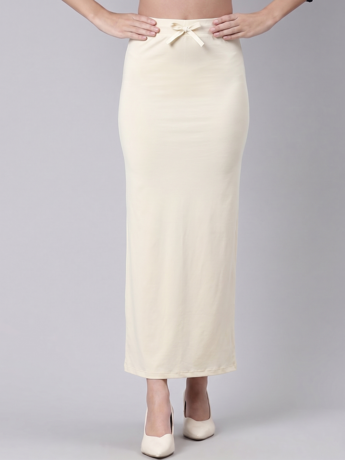 Cream Cotton Saree Shapewear with Elastic Waistband