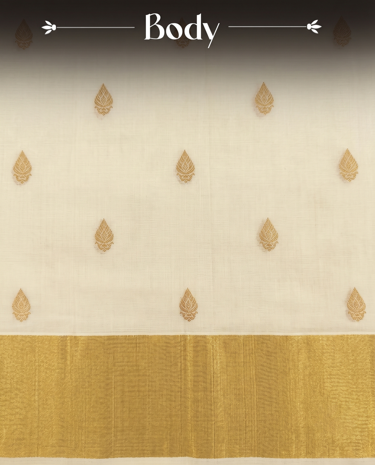 Cream Cotton Kasavu Saree with Multicolour Traditional Floral Motifs