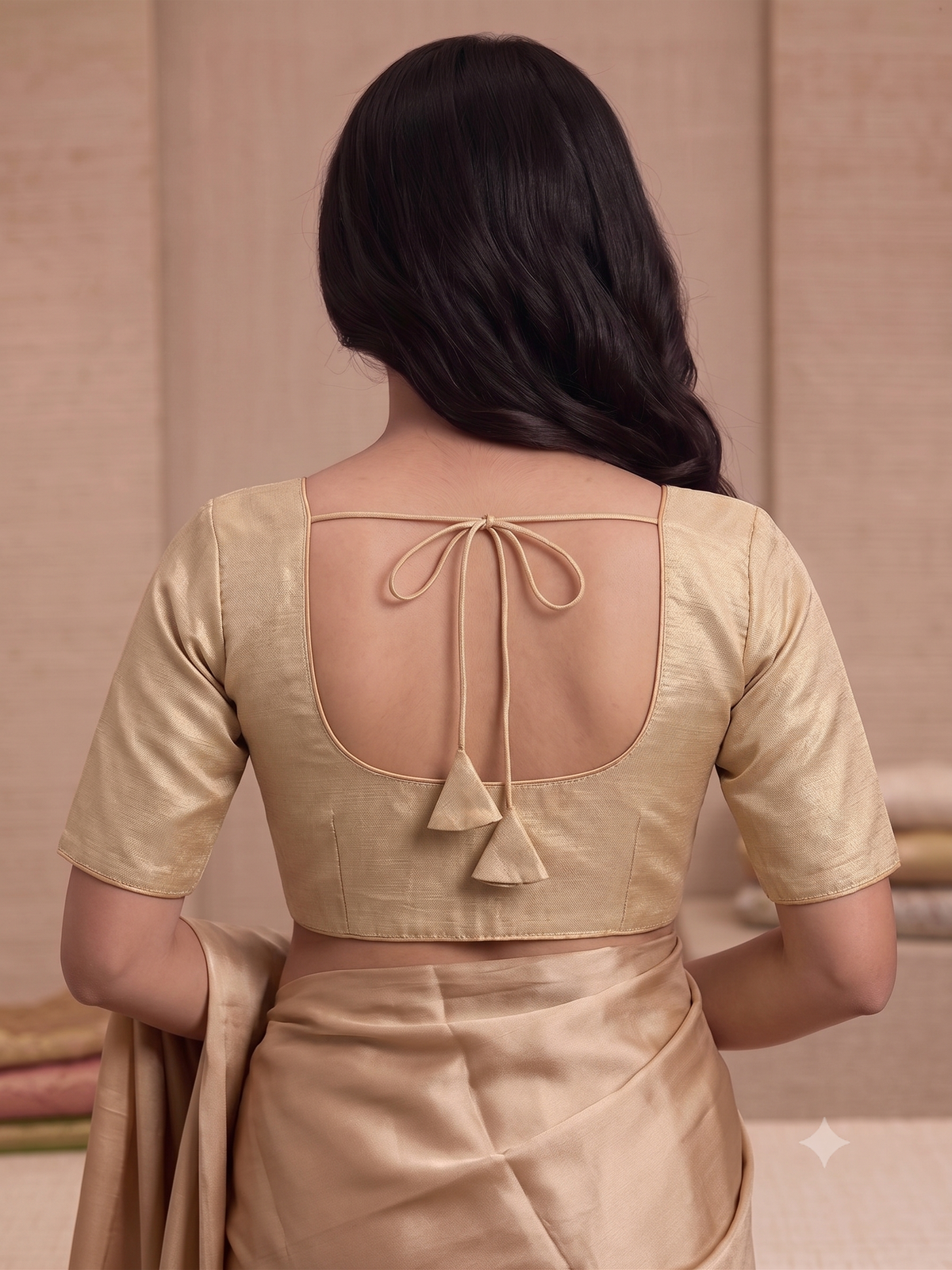 Golden Beige Saree Blouse