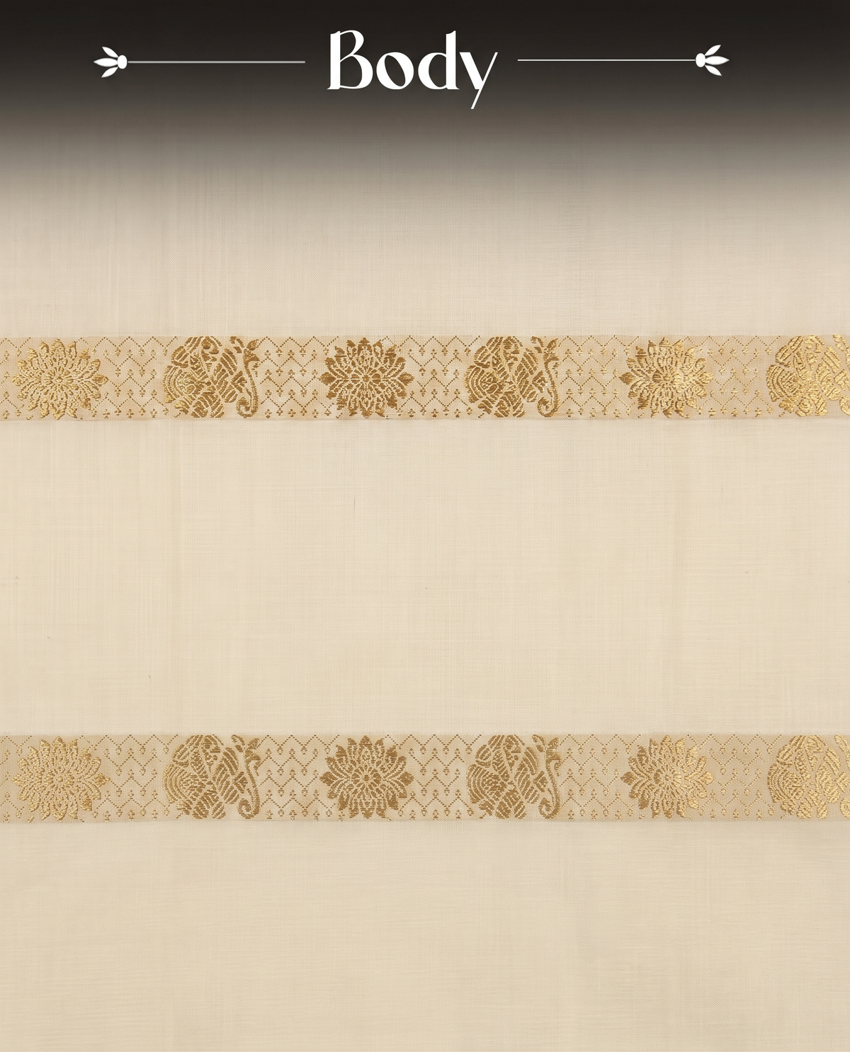 Cream Cotton Kasavu Saree with  Traditional Floral Motifs