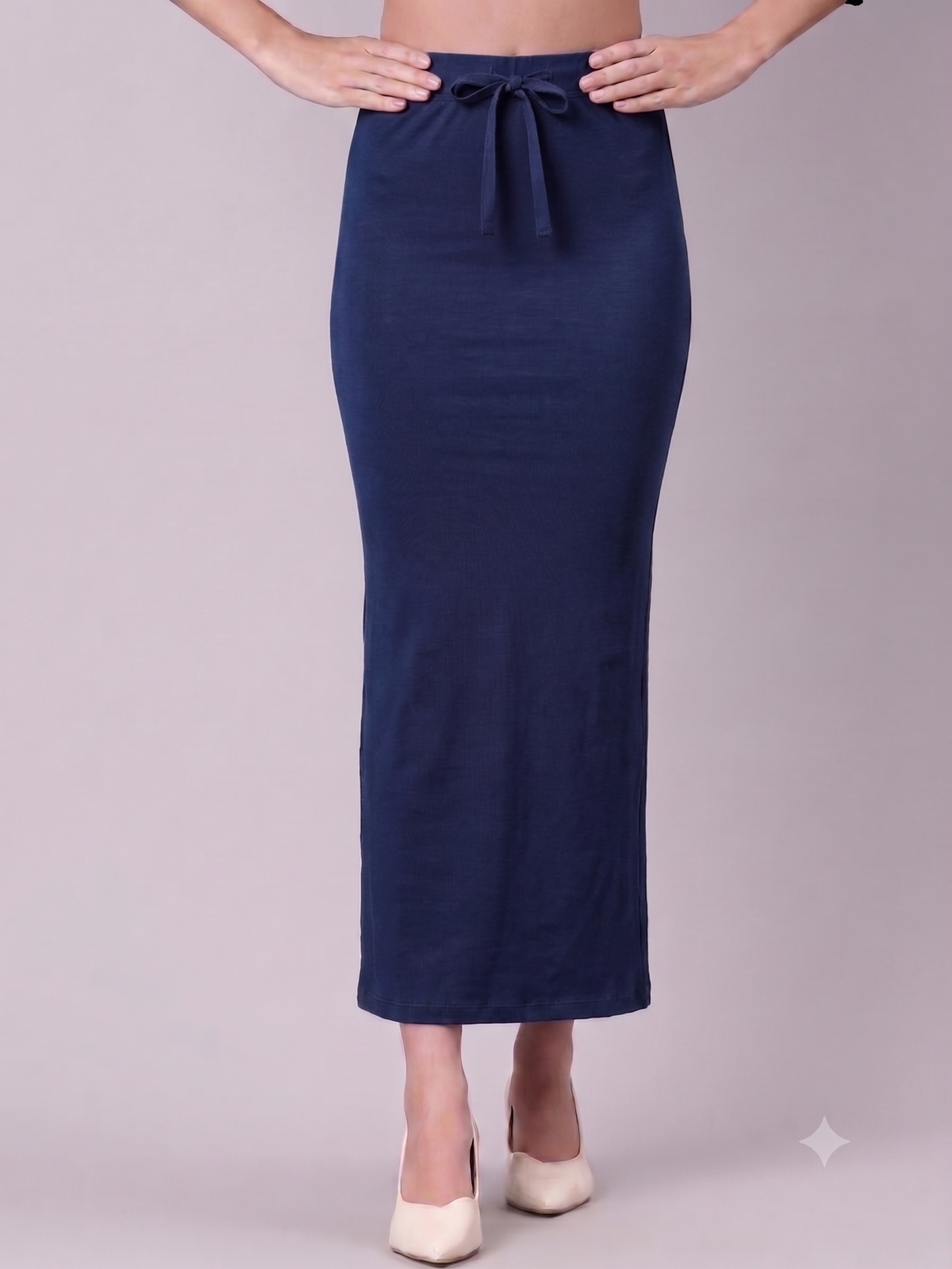Navy Cotton Saree Shapewear with Elastic Waistband