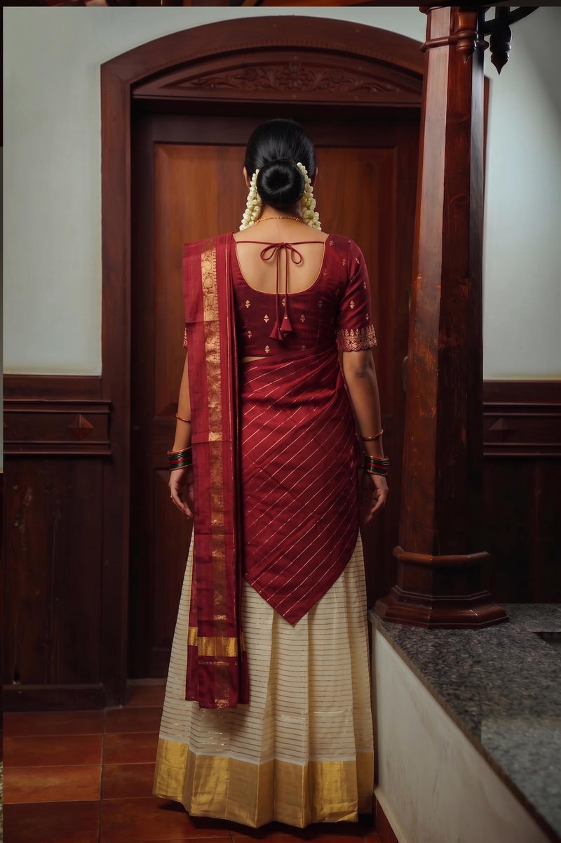Ready-to-Wear Semi Silk Dhavani Set with Pavada and Stitched Blouse (Copy) AROMIE