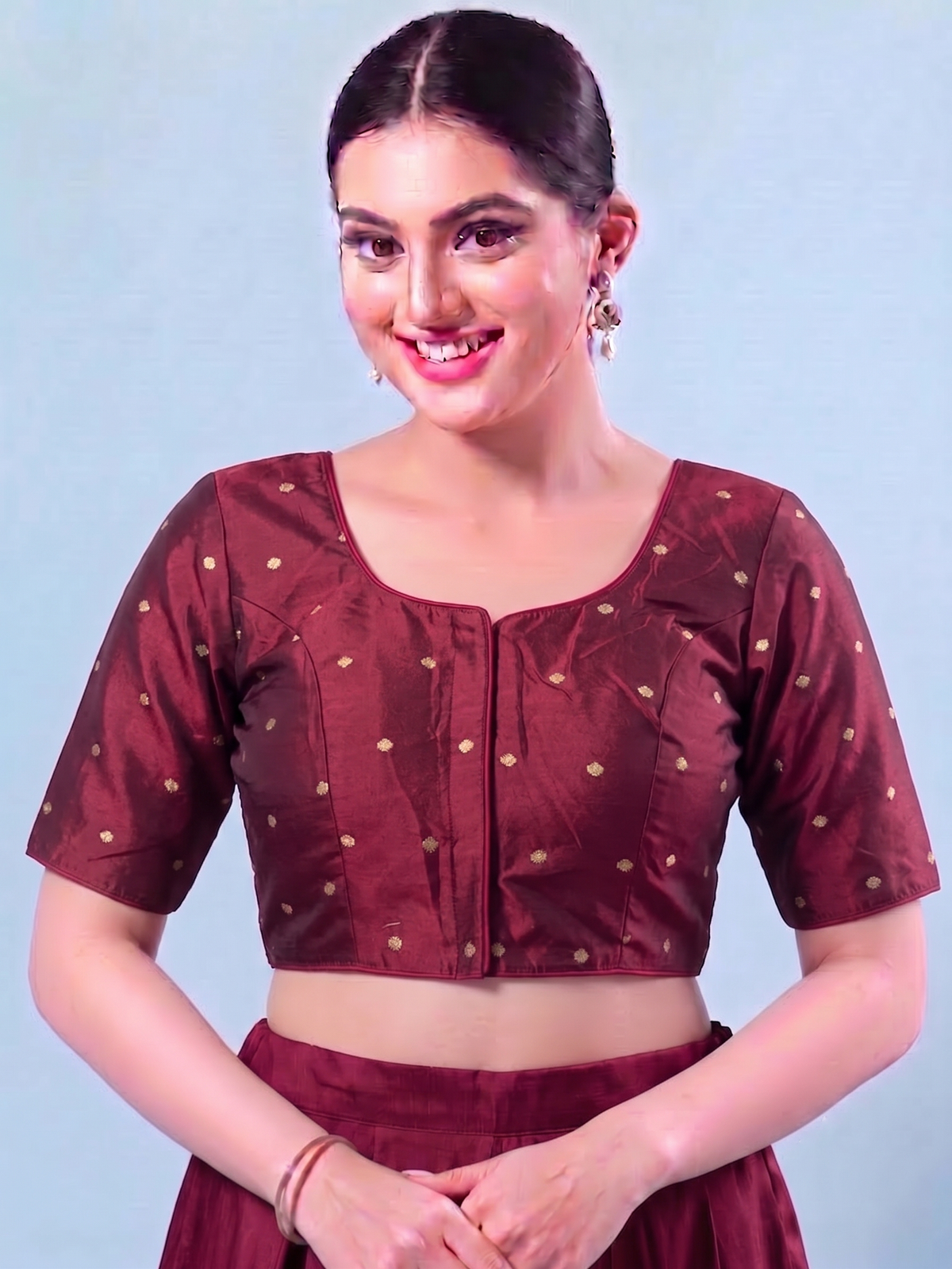 Maroon foil printed  Saree Blouse (Copy)