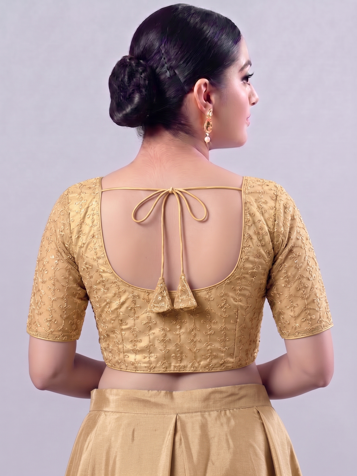 Golden beige embordered  Saree Blouse