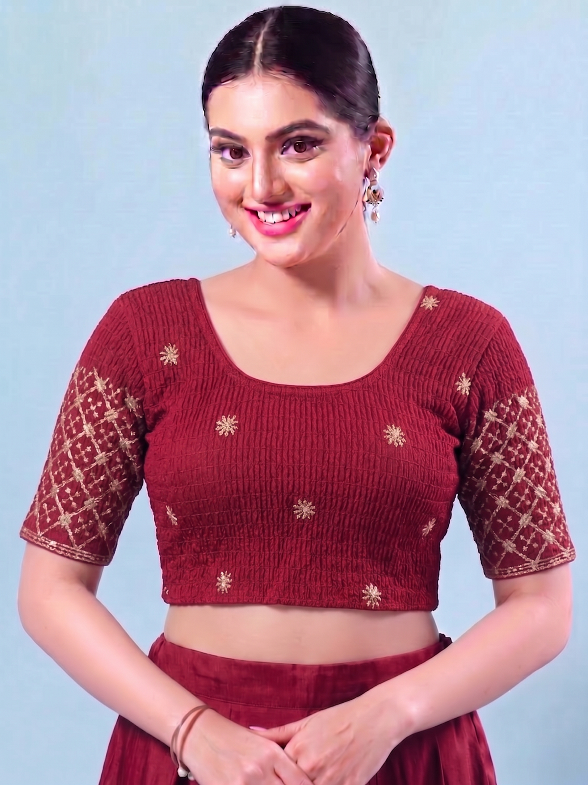 Red  Stretchable Saree Blouse