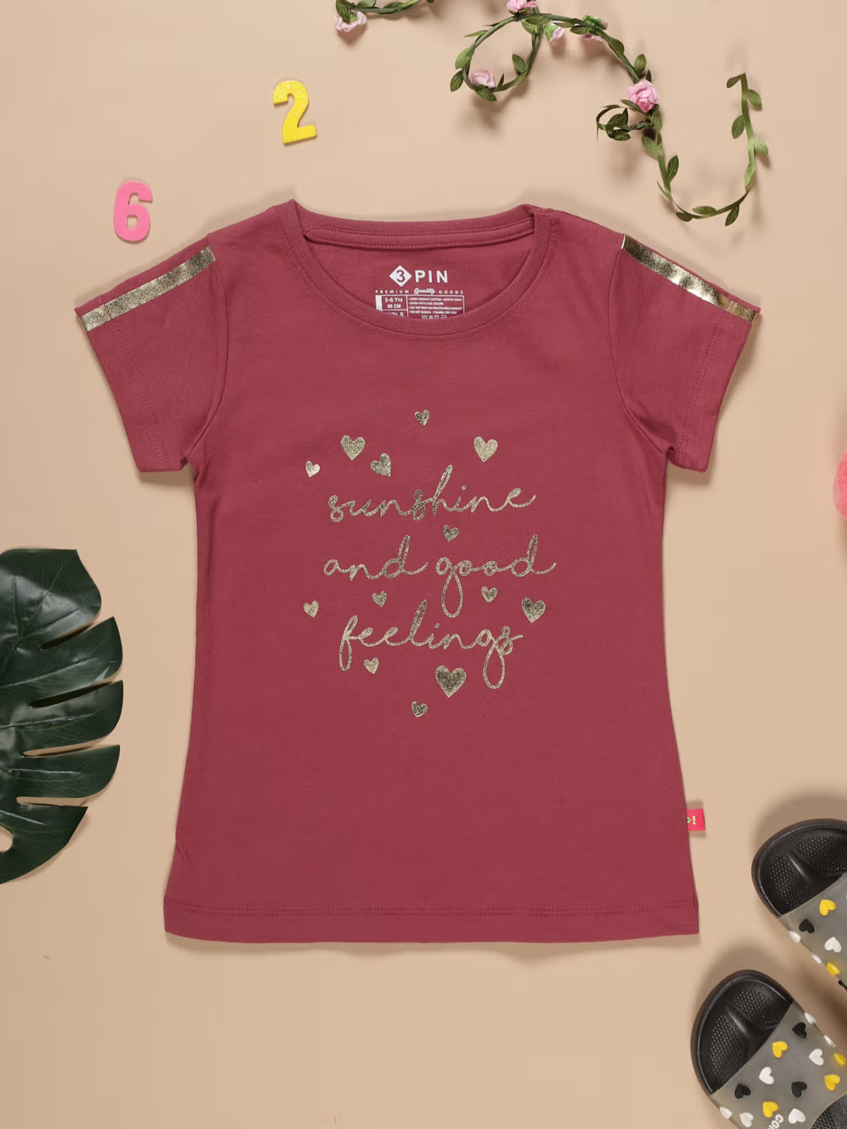 Girls cotton typography t-shirts