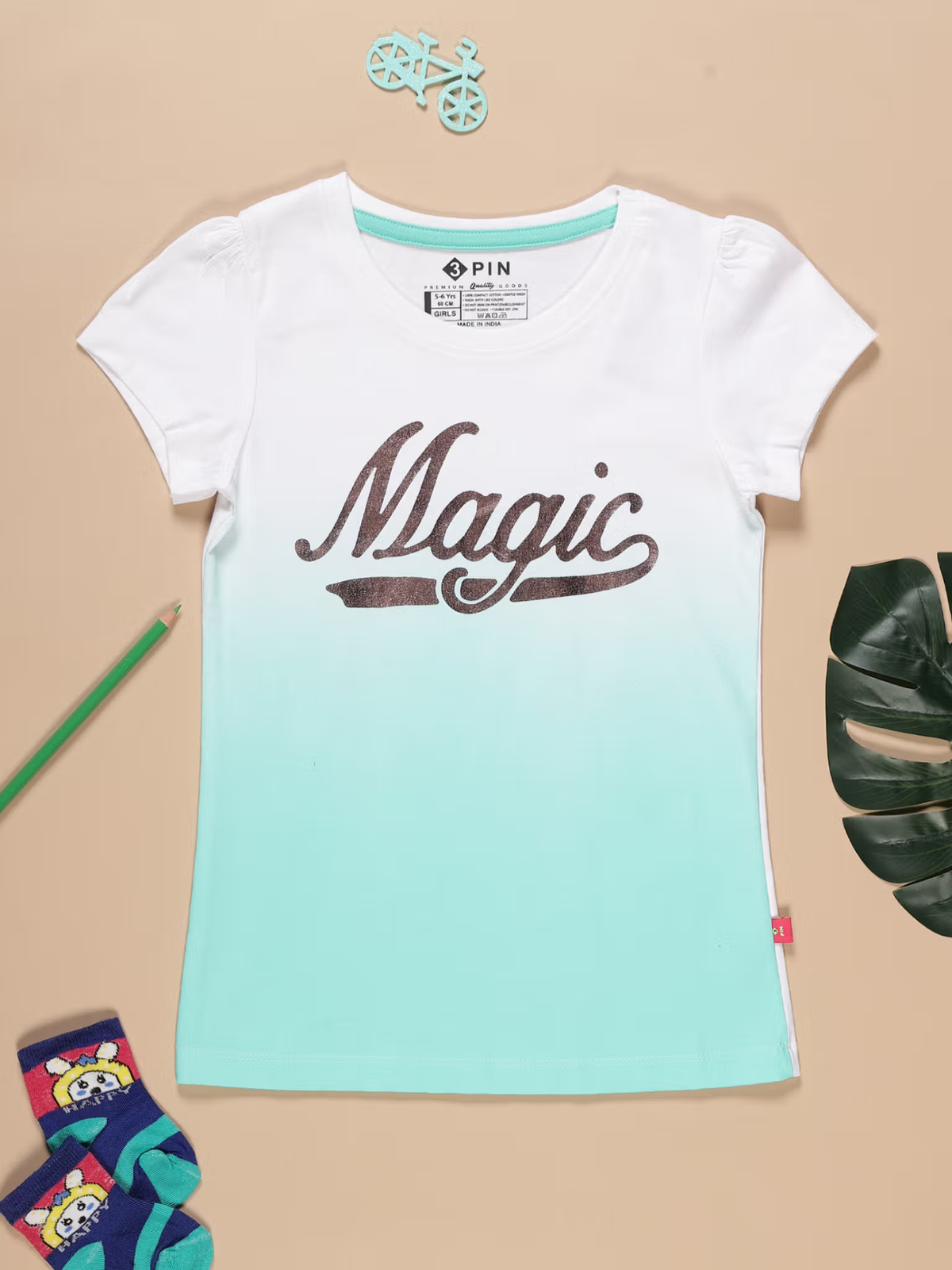 Girls cotton typography t-shirts