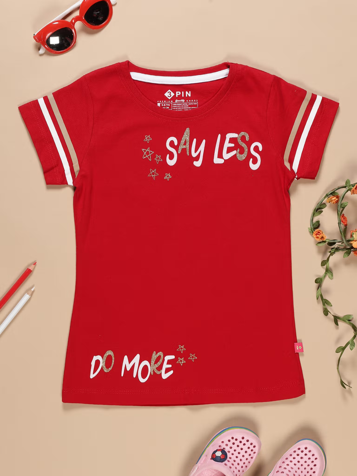 Girls cotton typography t-shirts