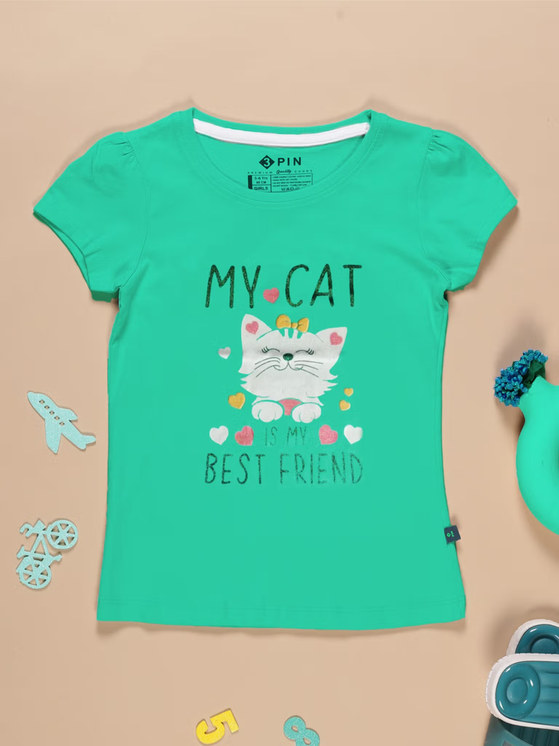 Girls typography print t-shirts pack