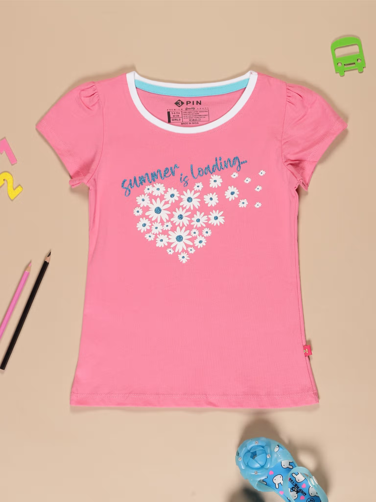 Girls typography print t-shirts pack