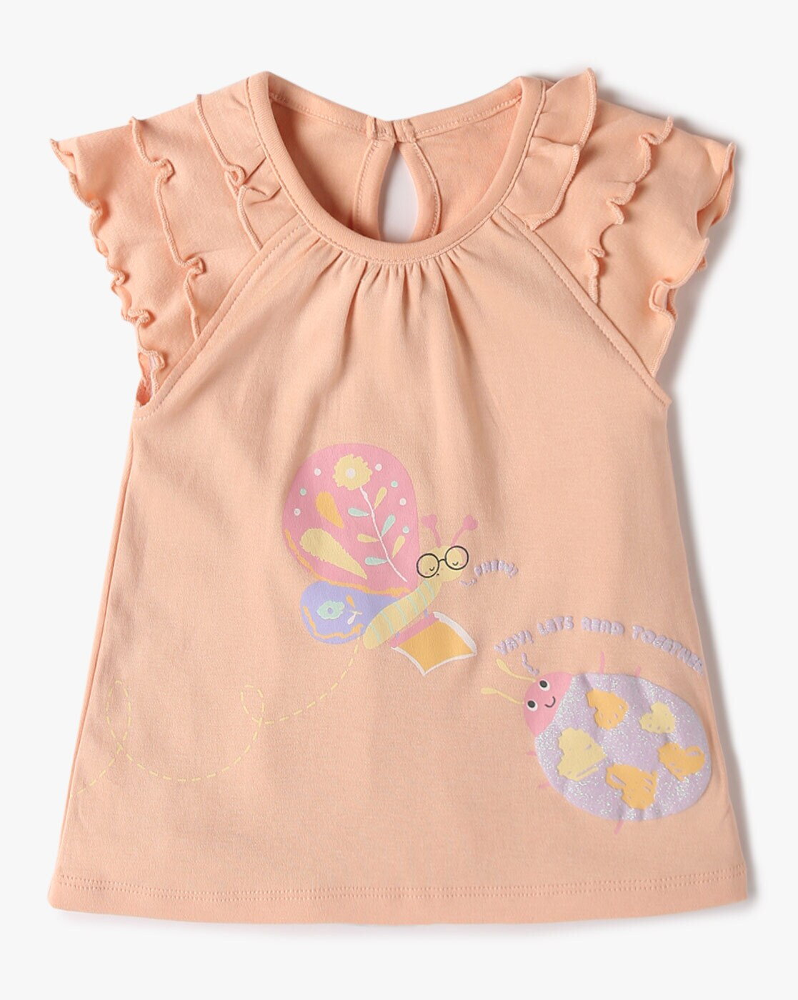 Assorted girls garden bug print cotton t-shirts