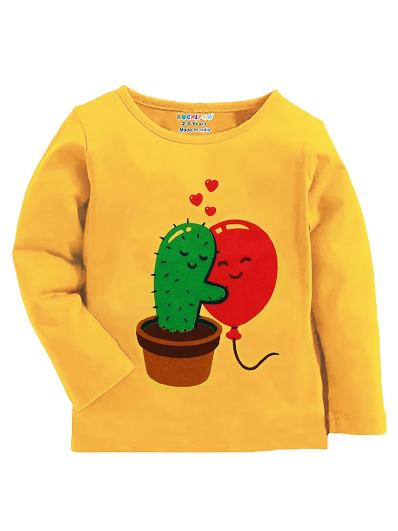 Girls full sleeve cotton blend t-shirts with graphic print