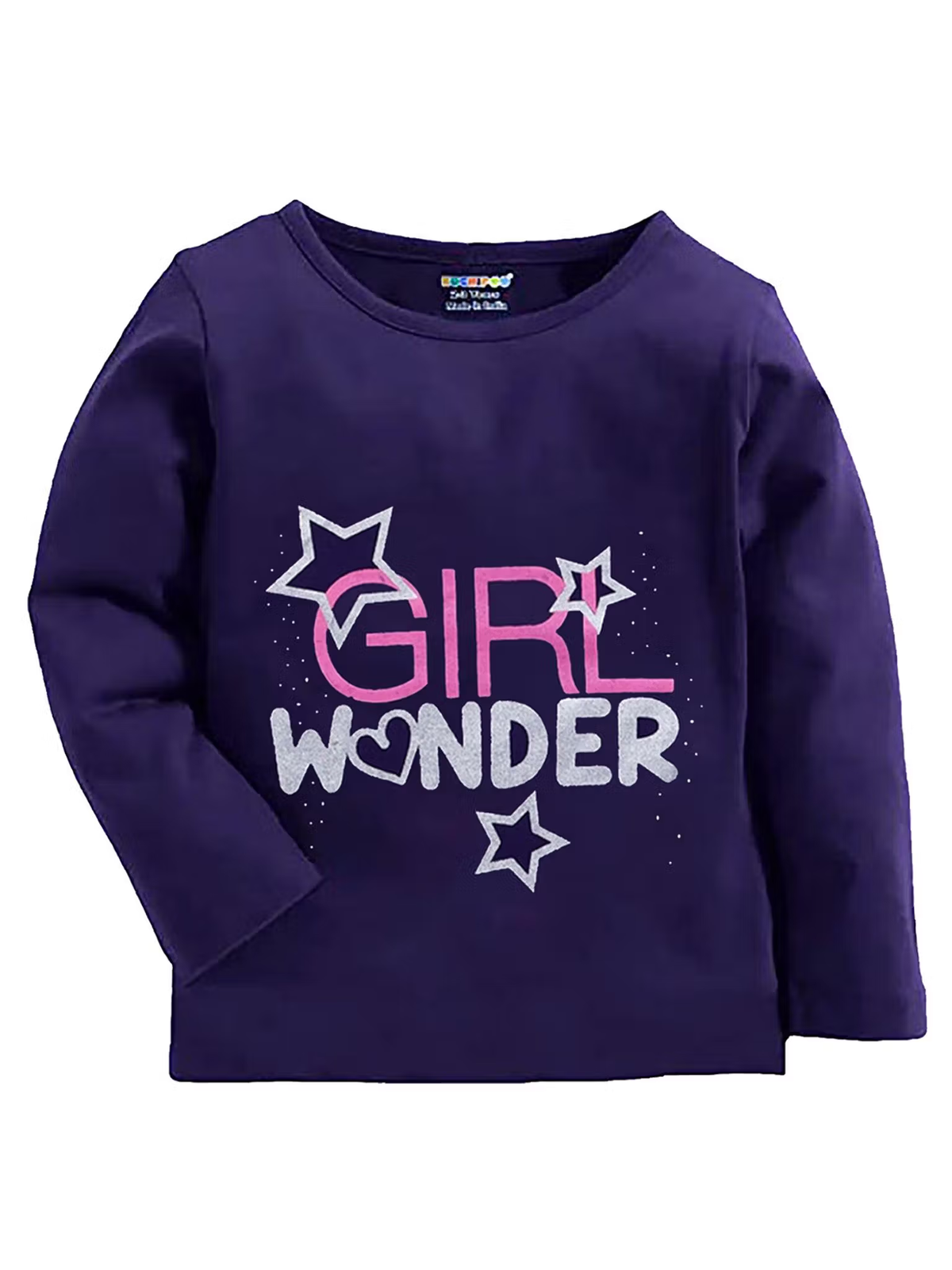 Girls full sleeve cotton blend t-shirts with graphic print