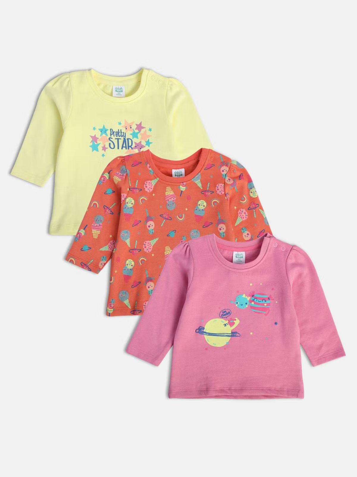 Newborn baby girl cotton printed tops pack