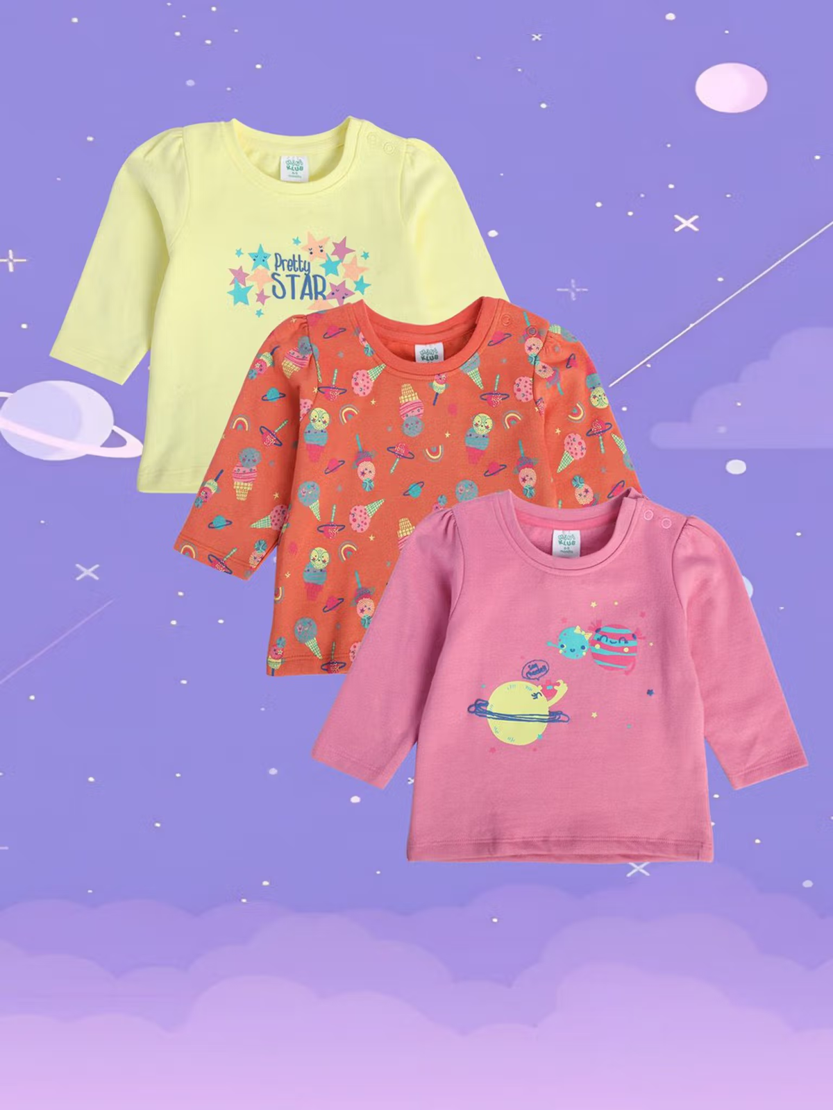 Newborn baby girl cotton printed tops pack