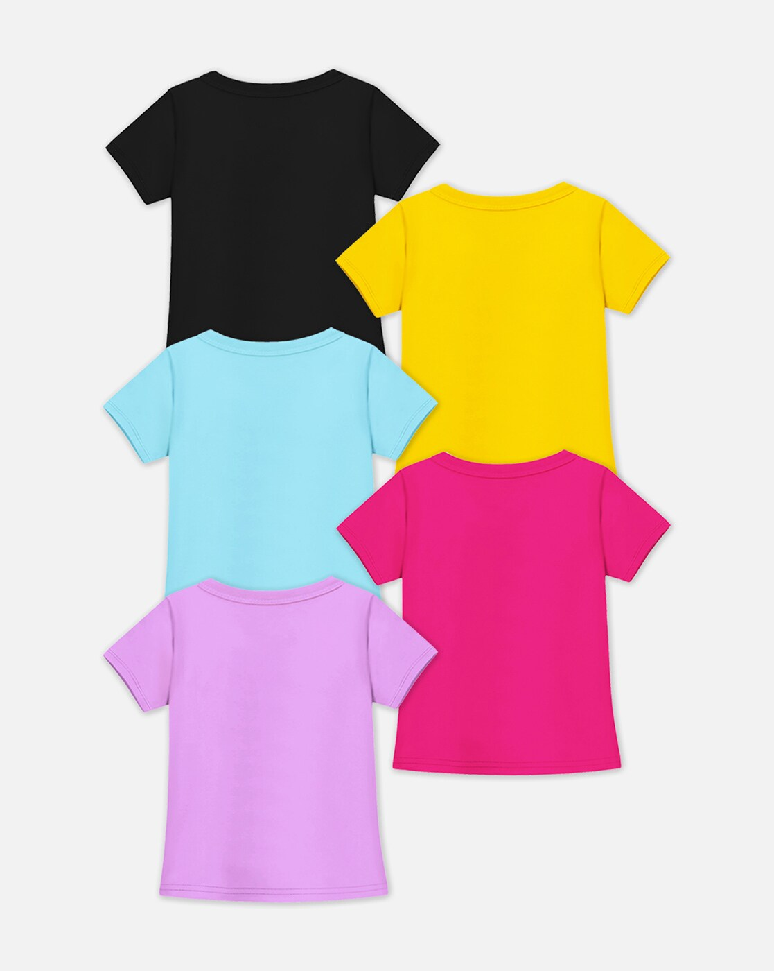 Girl wearing cotton round-neck t-shirt in blue