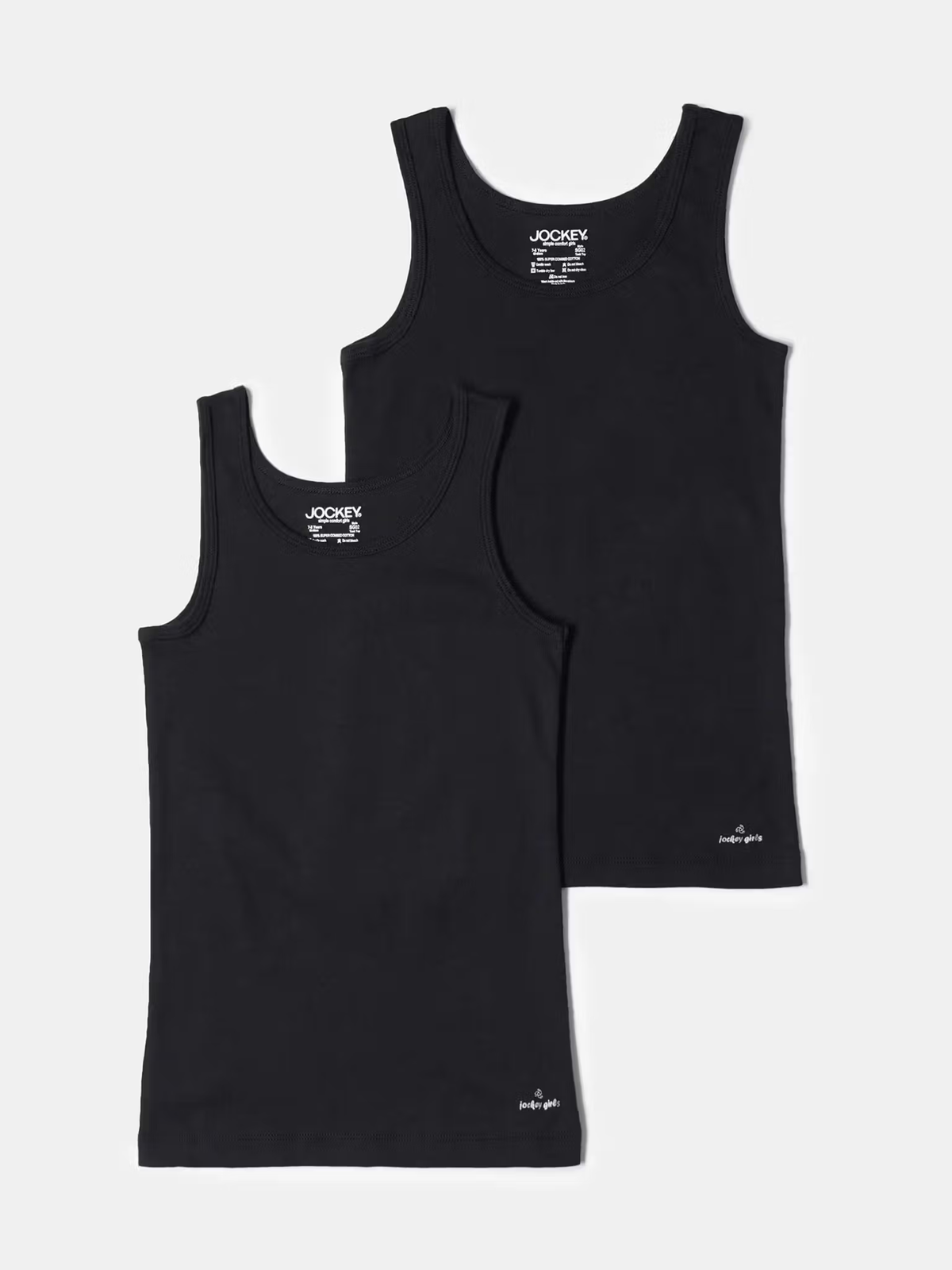 Girls black cotton ribbed tank top