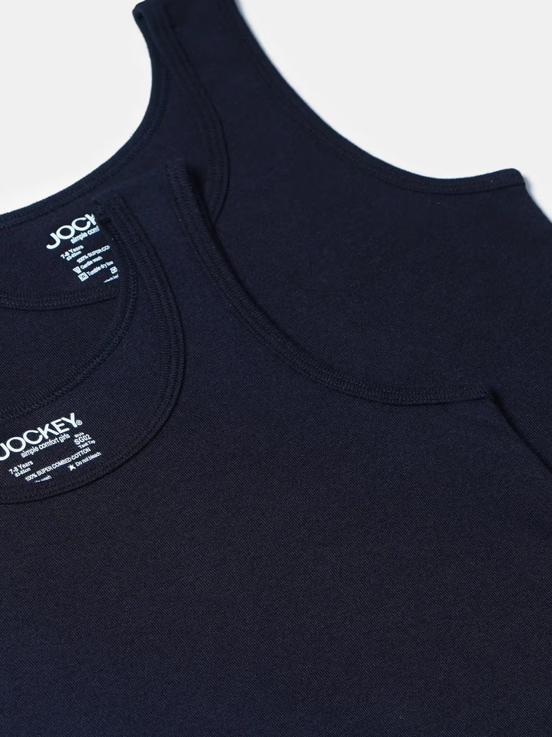 Girls black cotton ribbed tank top
